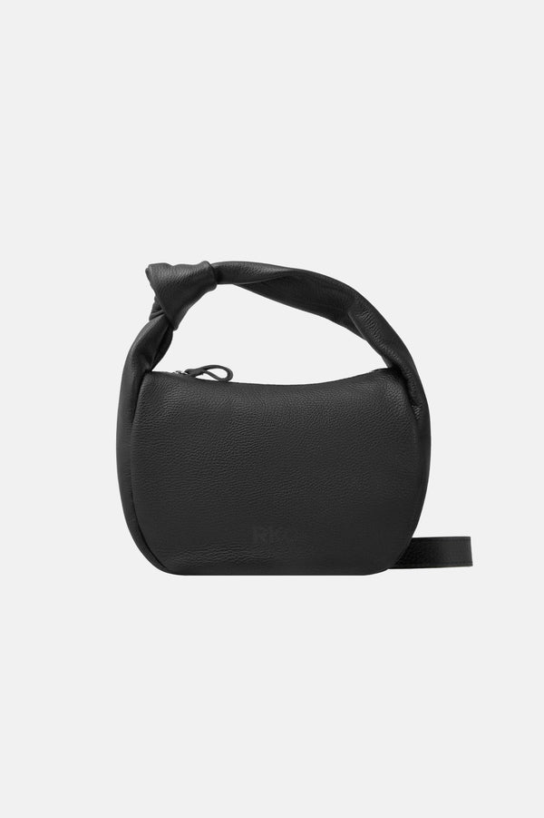 Black handbag with handle and strap