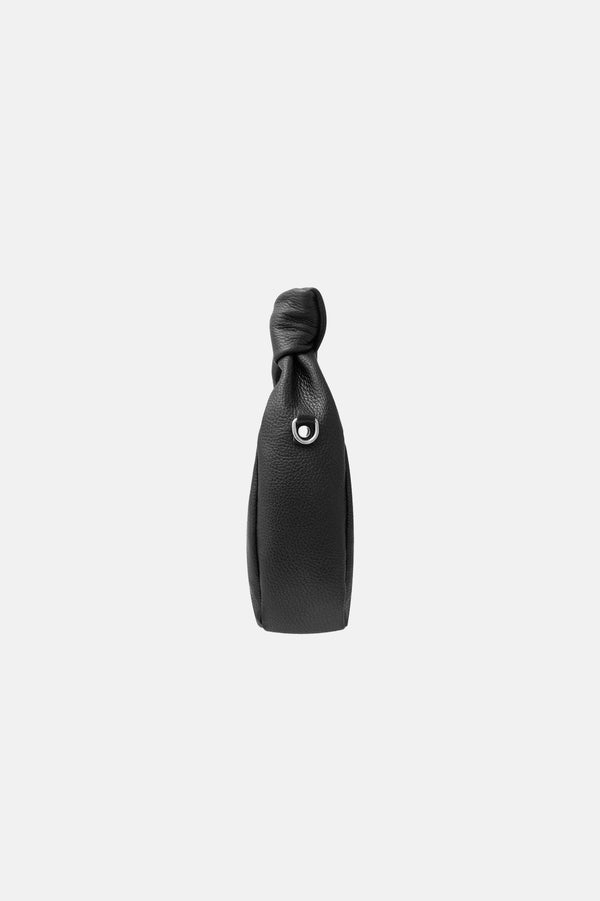 Black handbag with handle and strap