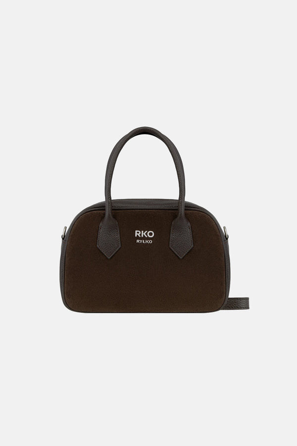 Small Brown Suede Bowling Bag