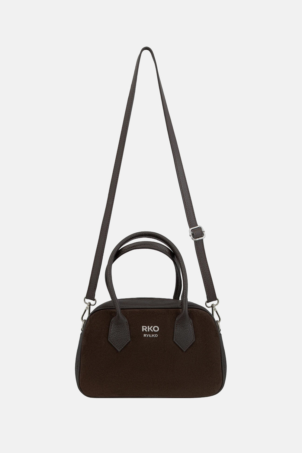 Small Brown Suede Bowling Bag