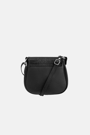 Black Crossbody Bag with Snake-Effect Texture
