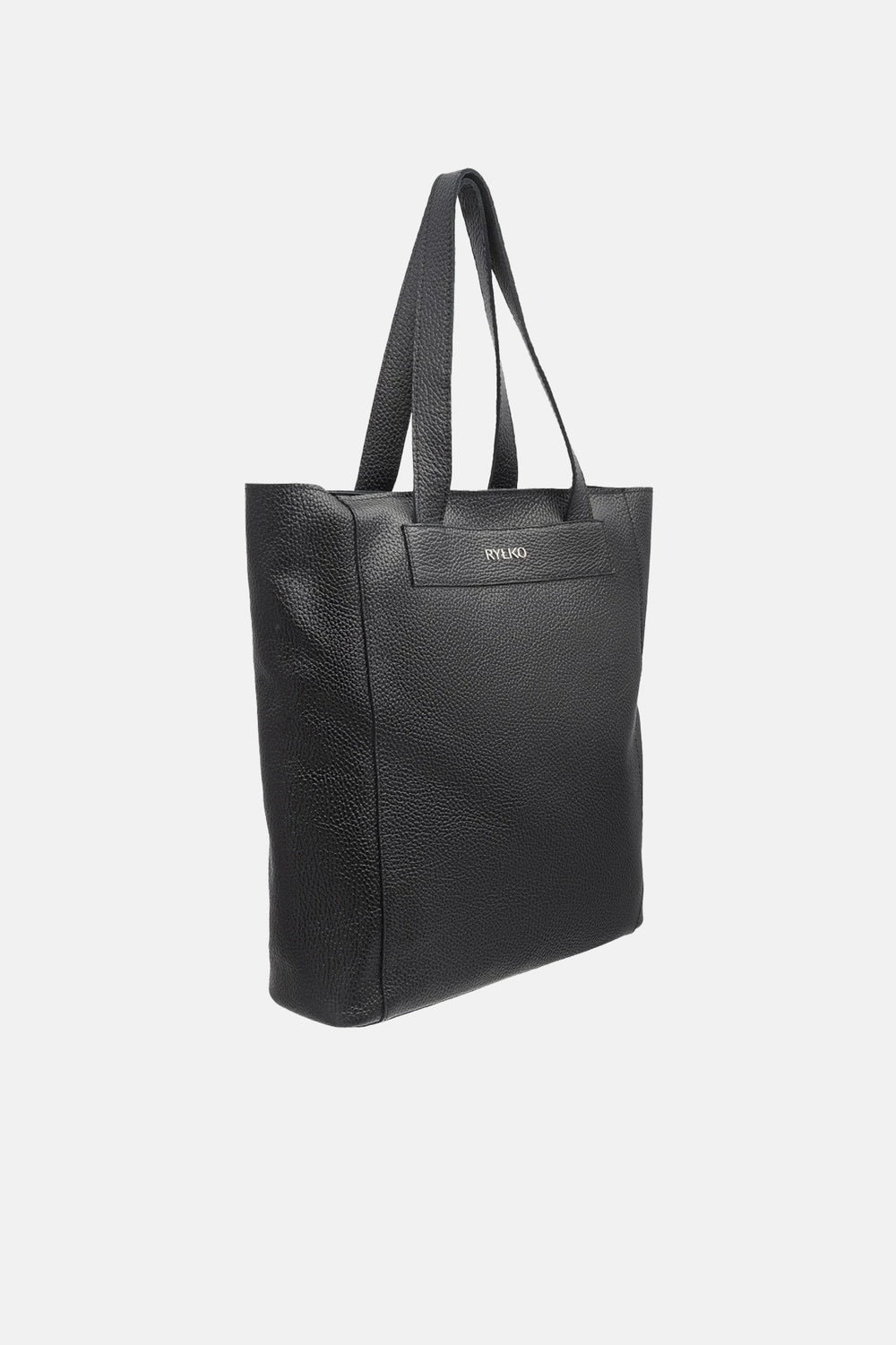 Black spacious shopper bag with zipper closure
