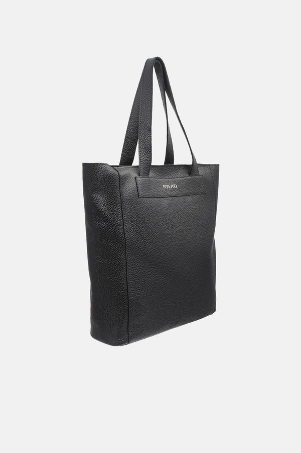 Black spacious shopper bag with zipper closure