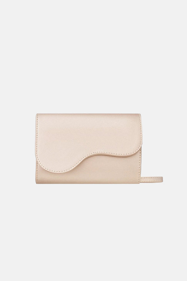 Platinum handbag with decorative flap