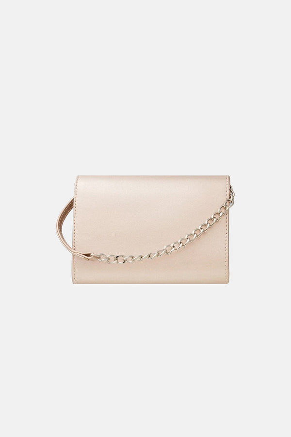 Platinum handbag with decorative flap